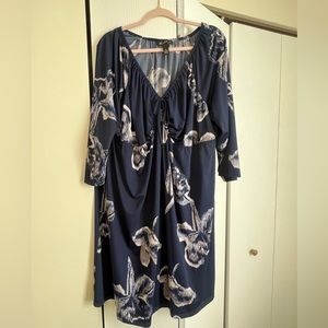 Navy and grey flower dress